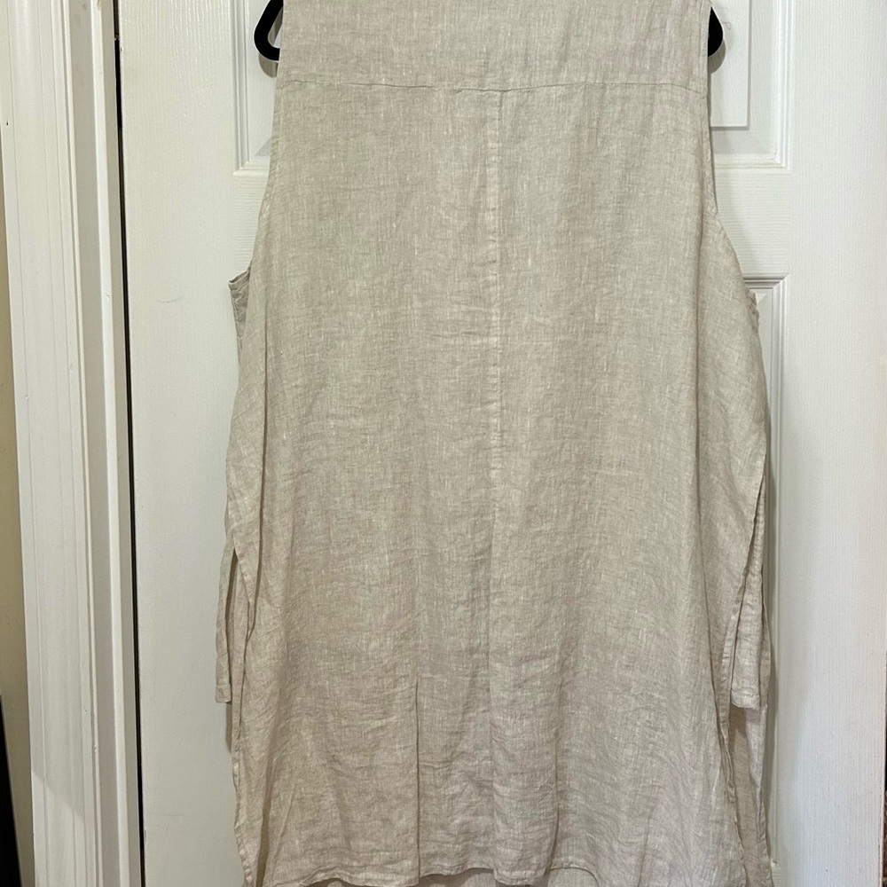 Chico's Sleeveless Linen Tunic Light Beige Lagenlook Resortwear Beach Sz 4 (XXL) - Picture 9 of 9